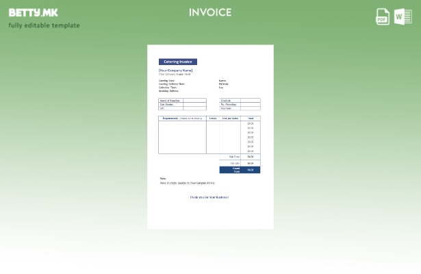 Шаблон за бесплатна угостителска фактура во модерен стил